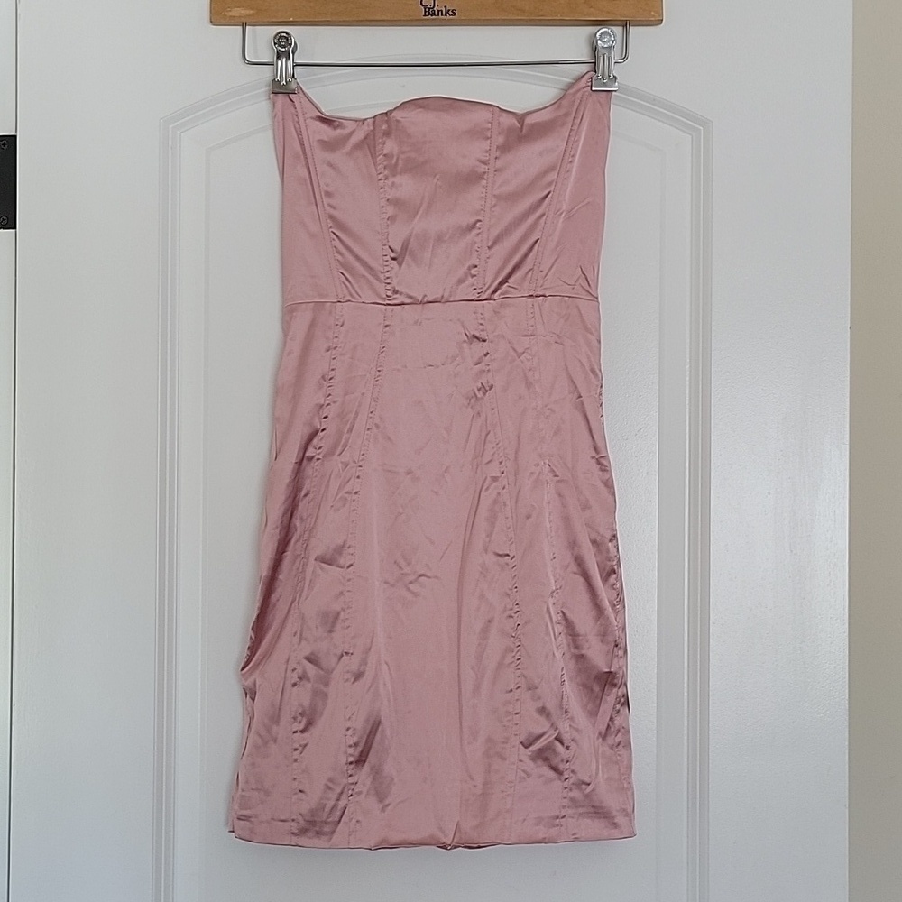 Nwt Rosedress Mauve Strapless Mini Dress Satin Effect Size Medium — image 4 of 8